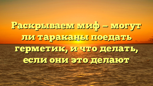 Раскрываем миф — могут ли тараканы поедать герметик, и что делать, если они это делают